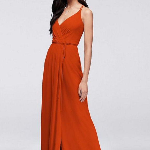 David's Bridal Orange Maxi Dress - Picture 1 of 6